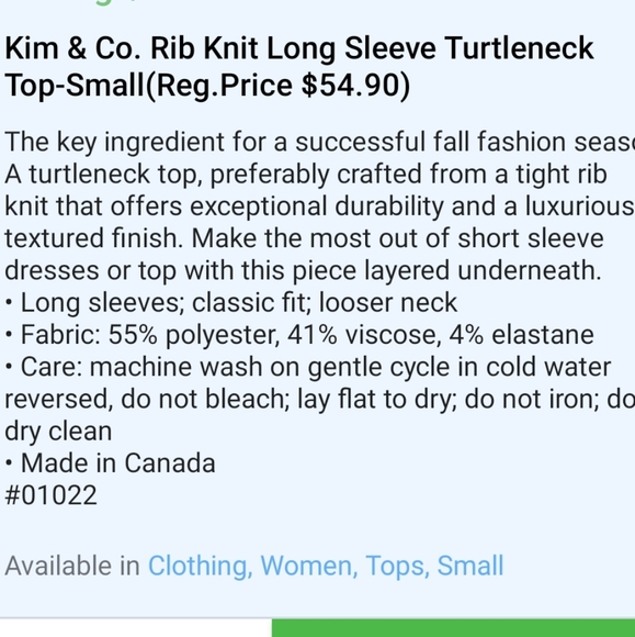 NEW Kim & Co Ribbed Turtleneck Oatmeal colour - Picture 2 of 7